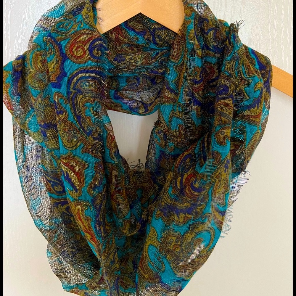 infinity scarf paisley turquoise print